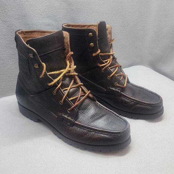 Polo Ralph Lauren Men's Rouland Leather Boots Dark Brown‎ Size: 13D - Picture 1 of 8